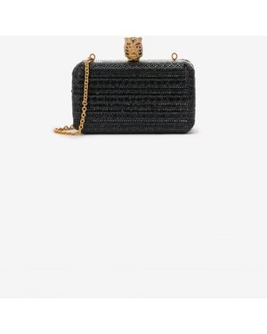 Roberto Cavalli Clutch With Rhinestones And Tigers - Black