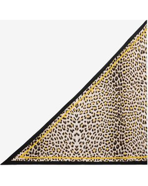 Roberto Cavalli Pop Jaguar Print Silk Scarf - Natural