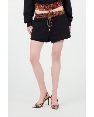 Roberto Cavalli Sports Shorts With Python Print Waistband - Blue