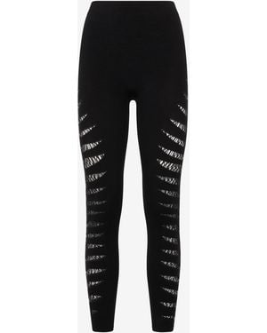 Roberto Cavalli Perforated Python Pattern Leggings - Black