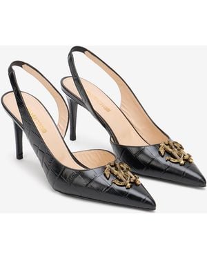 Roberto Cavalli Croc-Effect Print Shoes Sling Back - Multicolour