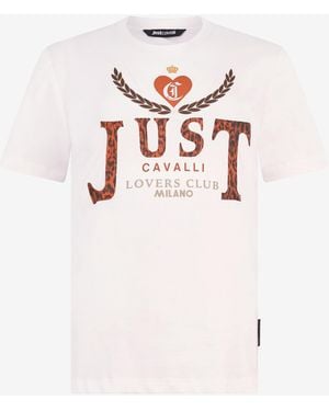 Roberto Cavalli T-Shirt With Animal Print Logo - Pink