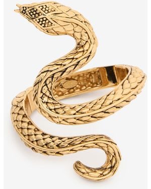 Roberto Cavalli Antiqued Snake Bangle Bracelet - Metallic