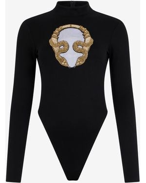 Roberto Cavalli Top Con Ricamo - Nero