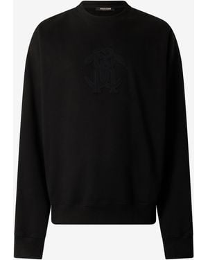 Roberto Cavalli Sweatshirt With Mirror Snake Monogram Embroidery - Black