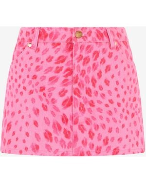 Roberto Cavalli The Jaguar Kiss Print Mini Skirt - Pink