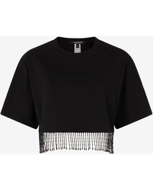 Roberto Cavalli Crop Top With Fringing - Black