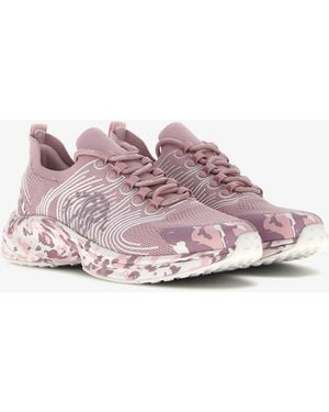 Roberto Cavalli Sneakers Con Monogram Mirror Snake - Rosa