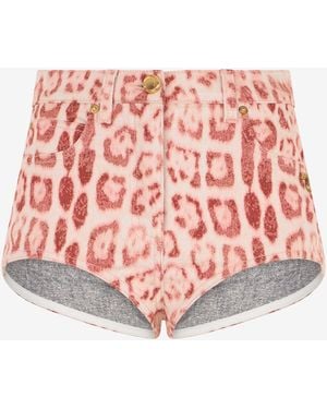 Roberto Cavalli Jaguar Print Shorts - Red