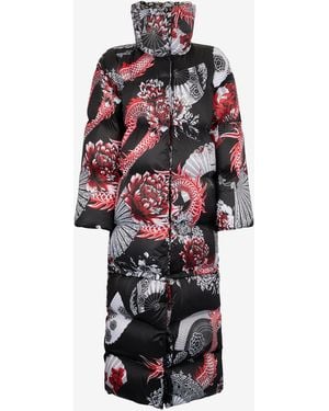 Roberto Cavalli Down Jacket With All-Over Print And Removable Lower Insert - White