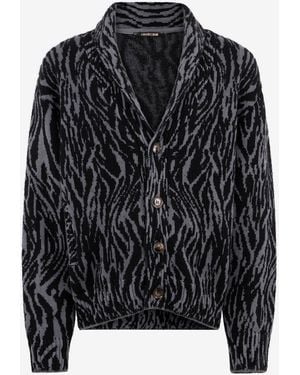 Roberto Cavalli Animalier Jacquard Cardigan - Black