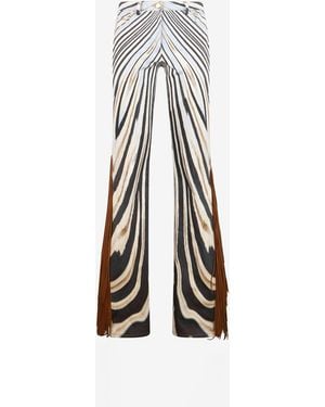 Roberto Cavalli Zebra Print Flared Jeans - White