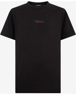 Roberto Cavalli Snake Print T-Shirt - Black
