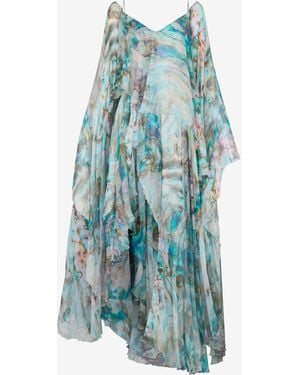 Roberto Cavalli Mermaid Print Long Dress - Blue