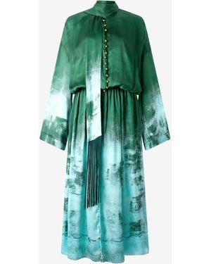 Roberto Cavalli Pure Silk Shirt Dress - Green