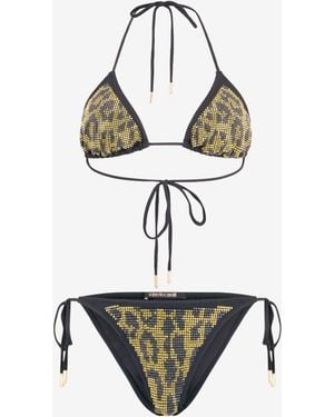 Roberto Cavalli Bikini With Luminous Jaguar Motif - Metallic