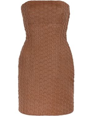 Roberto Cavalli Woven Leather Mini Dress - Brown