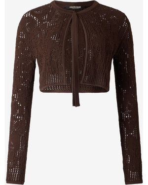 Roberto Cavalli Crochet Effect Crop Top - Black
