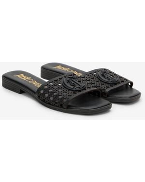 Roberto Cavalli Sandal With Logo Detail - Black