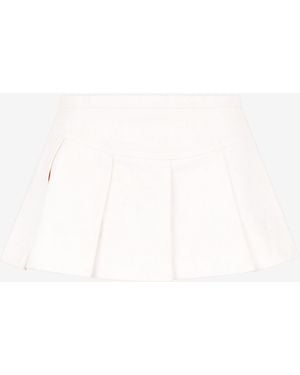 Roberto Cavalli Pleated Denim Mini Skirt - White