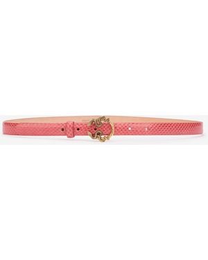 Roberto Cavalli Leather Belt With Snake Buckle - Pink
