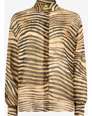 Roberto Cavalli Camicia Con Stampa Tiger Skin - Metallizzato