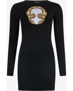 Roberto Cavalli Mini Dress With Embroidery - Black