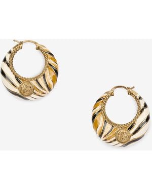 Roberto Cavalli Hoop Earrings With Ray Of Pattern - Metallic