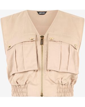 Roberto Cavalli Crop Top With Utility Pockets - Natural