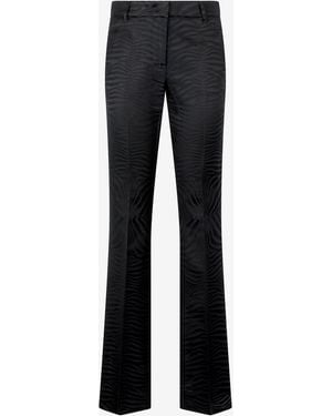 Roberto Cavalli Pants With Solid-Color Tiger Skin Pattern - Black