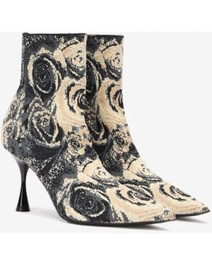 Roberto Cavalli Stivaletti Con Intarsio Rose - Multicolore