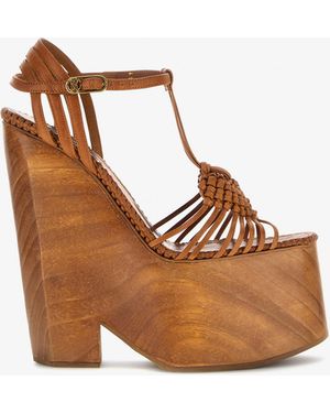 Roberto Cavalli Platform Sandals With Strap - Brown