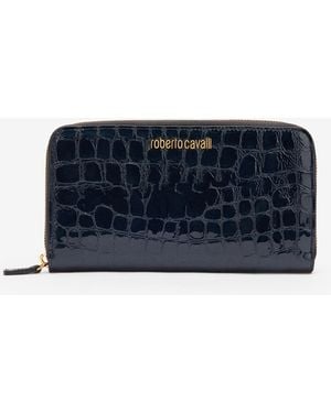 Roberto Cavalli Wallet With Crocodile Print - Blue