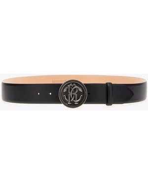 Roberto Cavalli Belt With Rc Monogram - Black