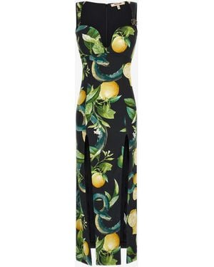 Roberto Cavalli Midi Dress With Lemon Print - White
