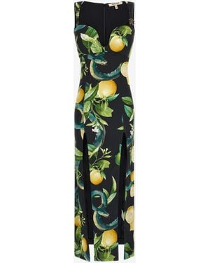 Roberto Cavalli Midi Dress With Lemon Print - White