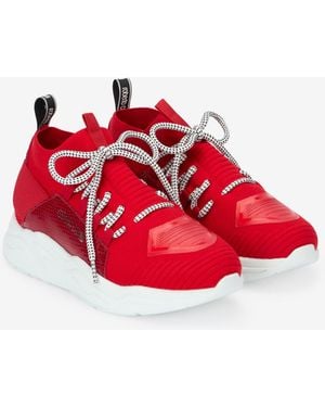 Roberto Cavalli Sneakers With Snake-Effect Inserts - Red