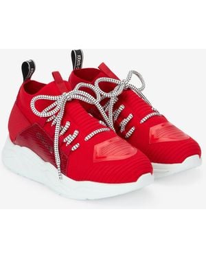 Roberto Cavalli Trainers With Snake-Effect Inserts - Red