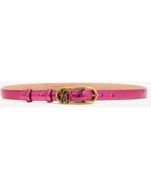 Roberto Cavalli Laminated Leather Belt With Snake Print - Pink