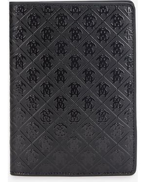 Roberto Cavalli Wallet With All-Over Mirror Snake Monogram - Black