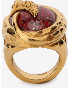 Roberto Cavalli Anillo De Cóctel Dorado Con Piedra Rubí - Multicolor