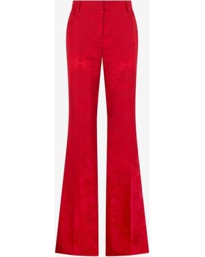 Roberto Cavalli Dark Trousers With Dragon Pattern - Red