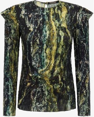 Roberto Cavalli Marble Print Top - Green