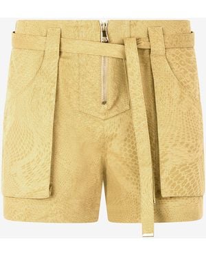 Roberto Cavalli Shorts Con Cintura E Stampa Pitone - Giallo