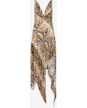 Roberto Cavalli Python Print Silk Midi Dress - White