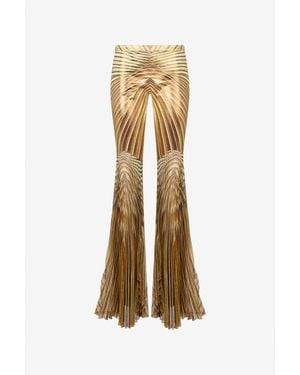 Roberto Cavalli Flared Pants With Ray Of Print - Natural