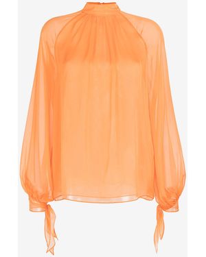 Roberto Cavalli Semi-Sheer Silk Blouse - Orange