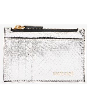 Roberto Cavalli Metallic Snake-Scale Card Holder