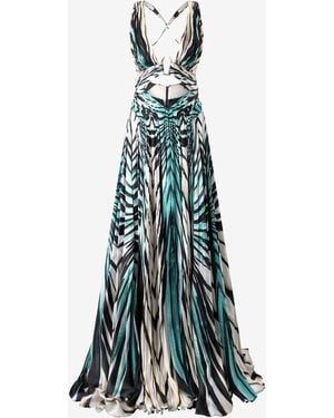 Roberto Cavalli Ray Of Sea Print Maxi Dress Silk - Green