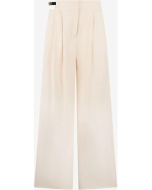 Roberto Cavalli Cream Wide-Leg Trousers With Cut-Out - White